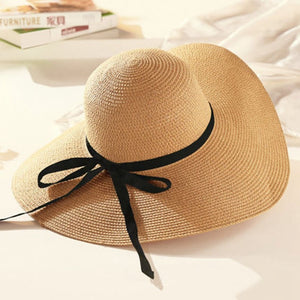 Top Raffia Wide Brim Straw Hat