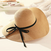 Load image into Gallery viewer, Top Raffia Wide Brim Straw Hat