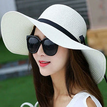 Load image into Gallery viewer, Top Raffia Wide Brim Straw Hat